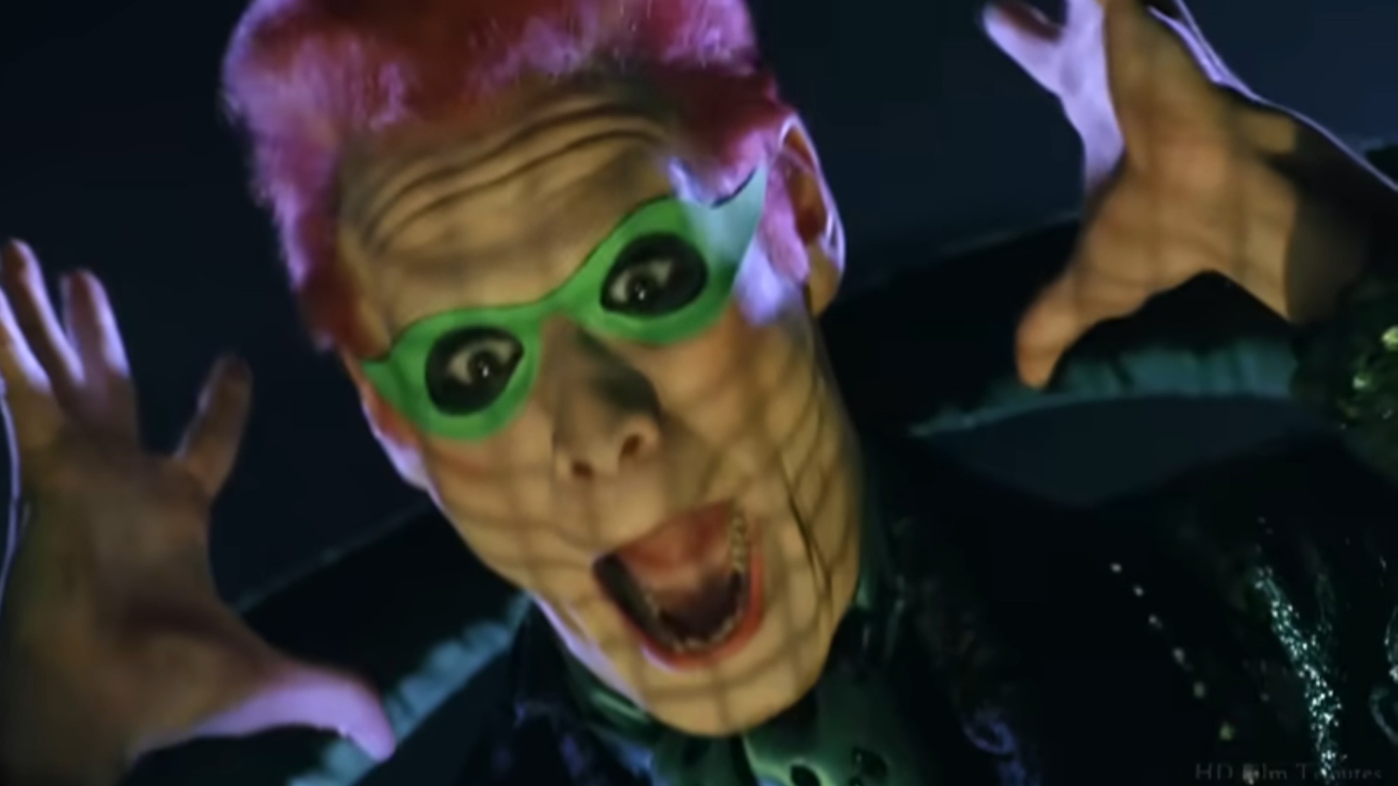 Jim Carrey screaming as The Riddler in Batman Forever