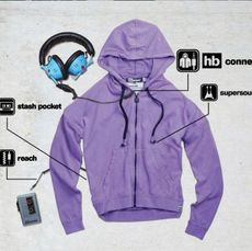 Sleeve, Purple, Violet, Technology, Sweatshirt, Lavender, Hood, Advertising, Fictional character, Hoodie, 