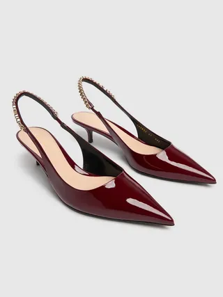 45mm Signoria Leather Slingback Pumps - Gucci - Women - Rosso Ancora - 36 It