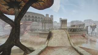 Screenshots of Tamriel Rebuilt's new city Narssis and wider regions.