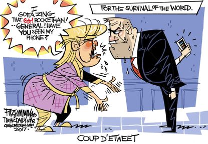 Political cartoon U.S. Trump tweets John Kelly