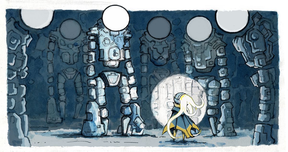 Painted concept art for a video game
