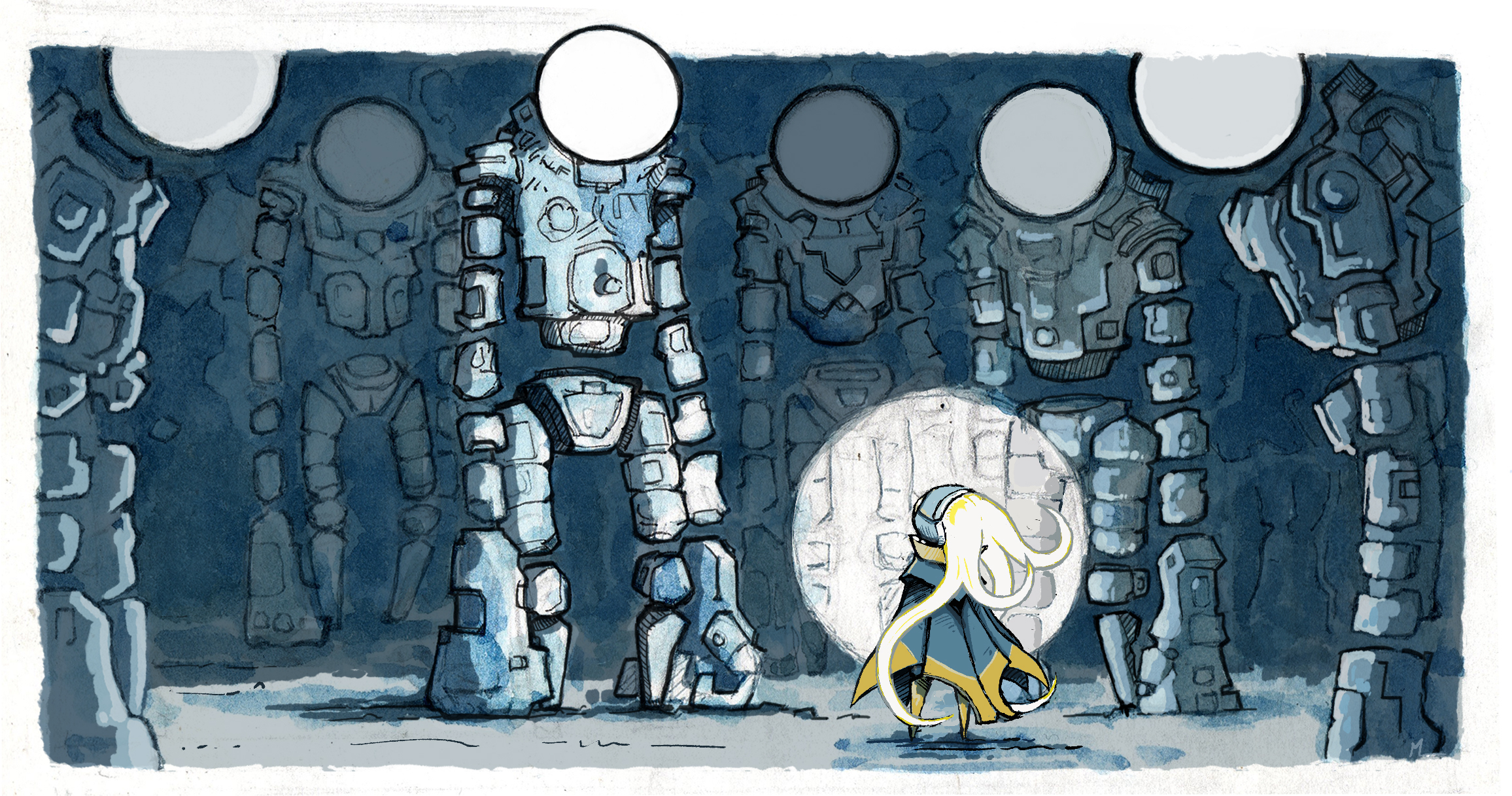 Painted concept art for a video game