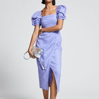 lavender puff sleeve dress