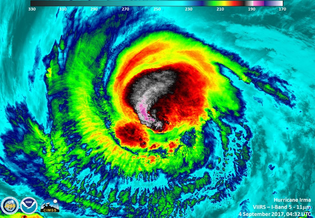 Satellite image of Hurricane Irma taken on Sept. 4, 2017, when the storm was a Category 3. 