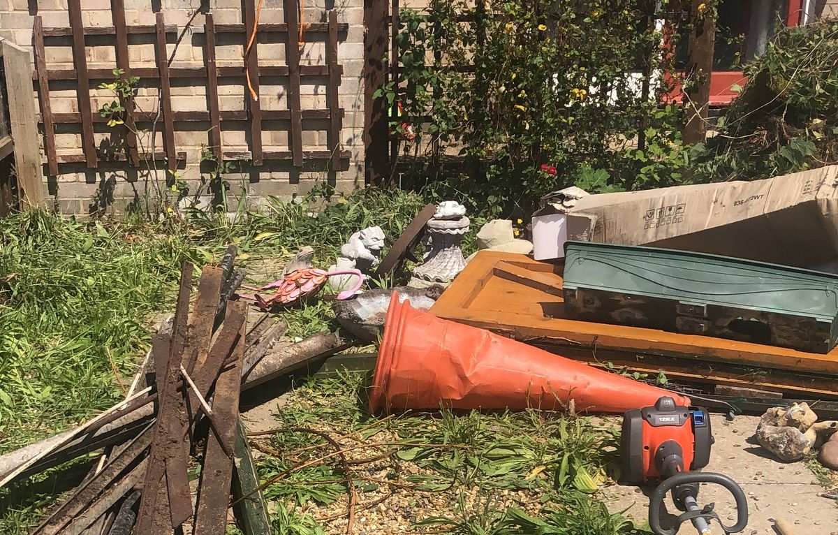 A pile of rubbish from a garden clear out