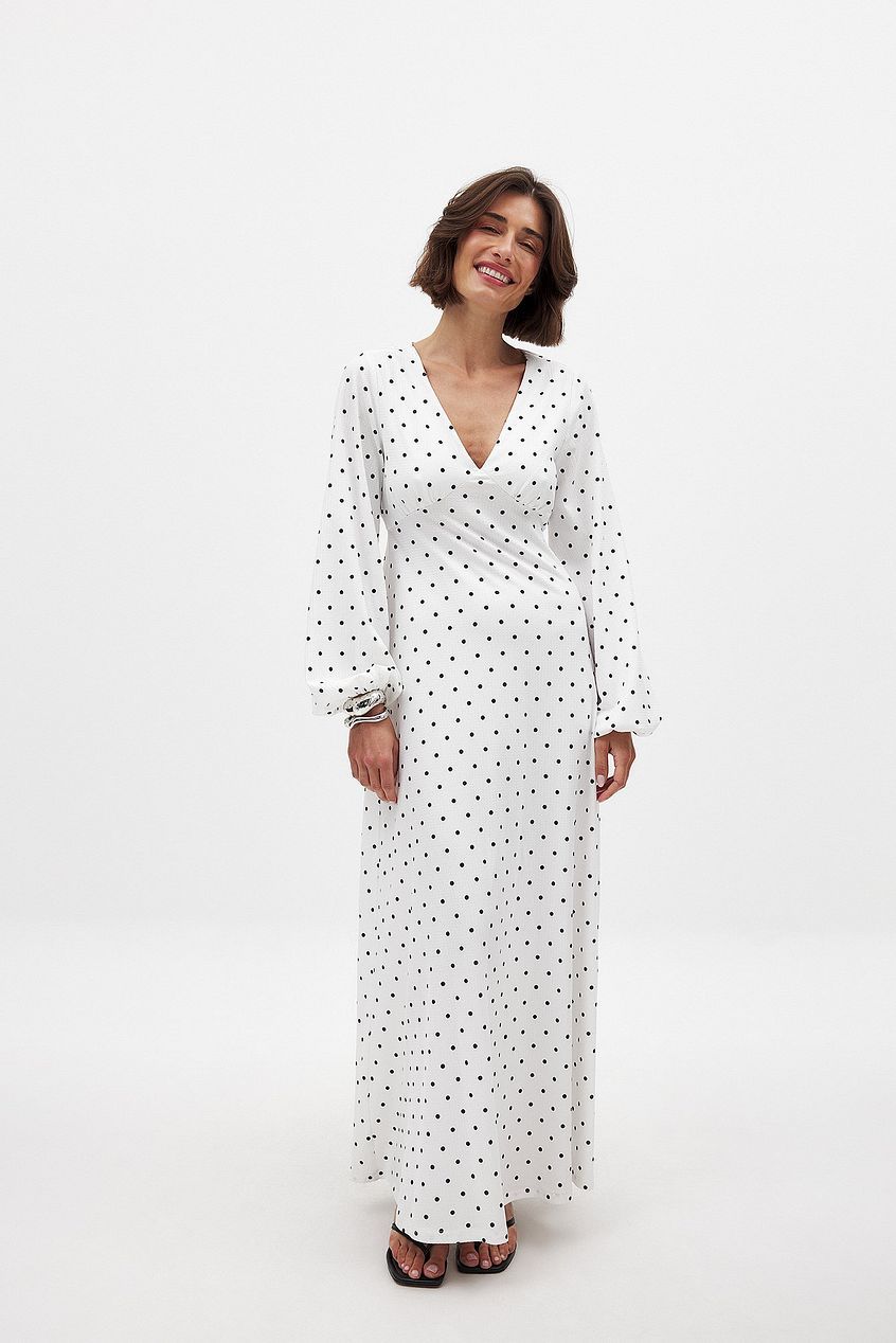 Balloon Sleeve Open Back Maxi Dress