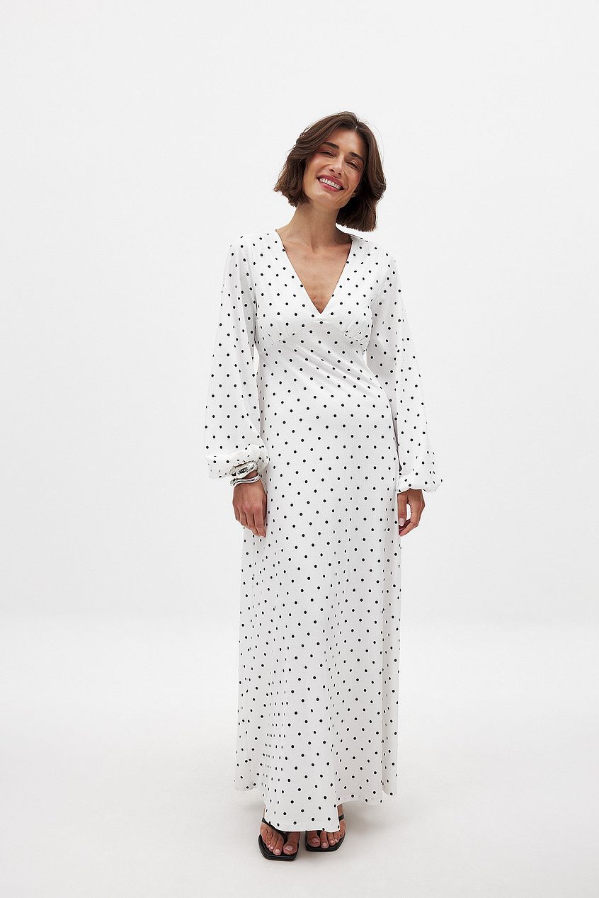 Balloon Sleeve Open Back Maxi Dress
