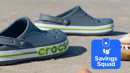 Crocs shown on sidewalk