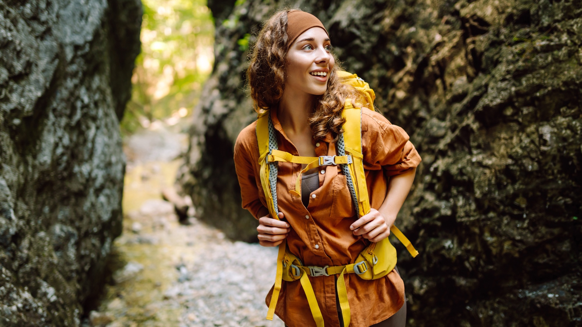 woman walking on a path outdoors