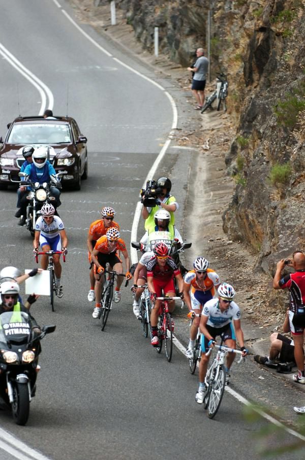 The breakaway climb head towards the mountains sprint at Fox Creek Road