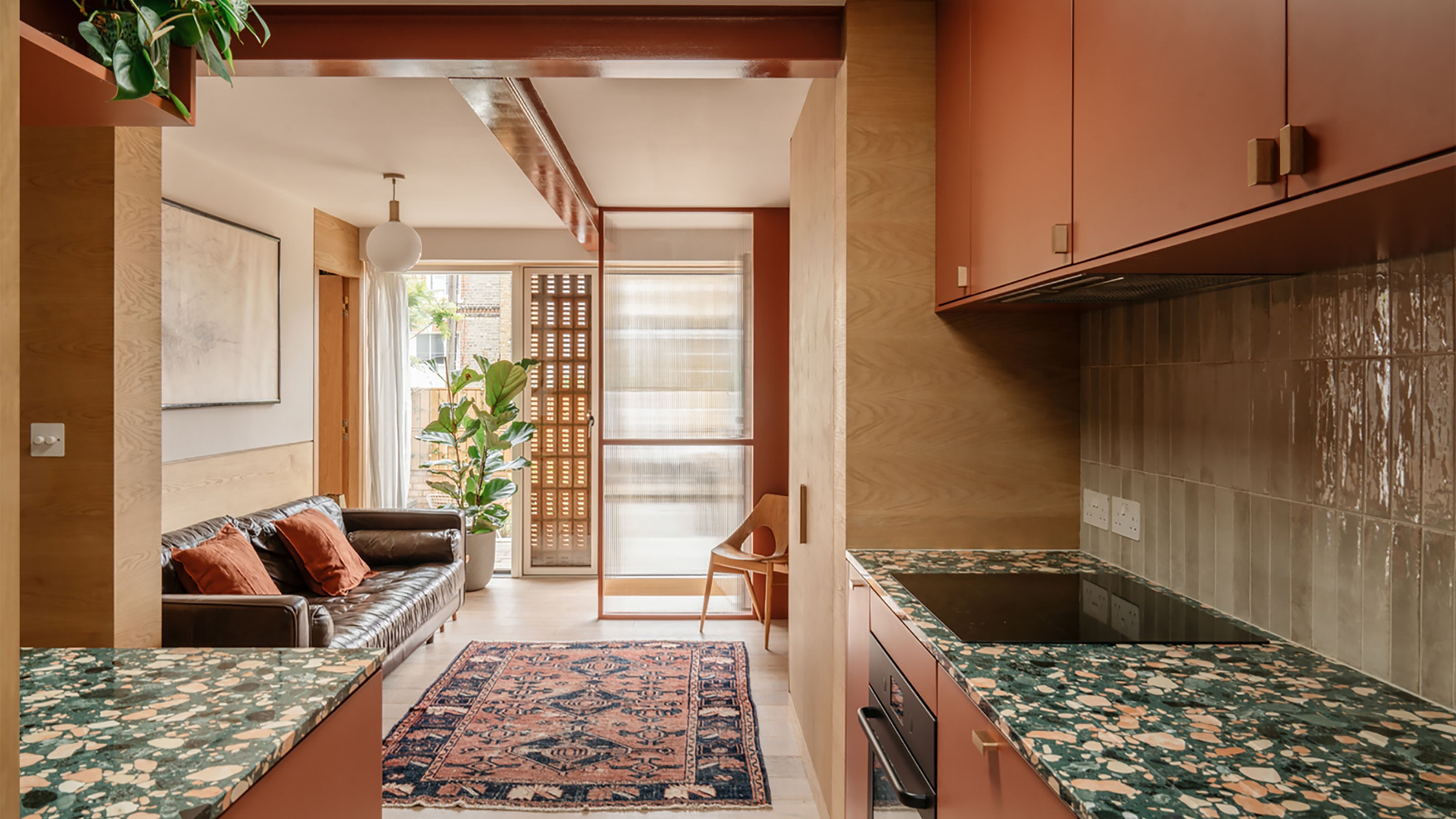 Green porcelin tiles in a kitchen