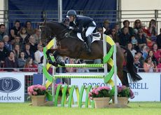 Clark Montgomery riding LOUGHAN GLEN, during the Showjumping phase of The Blenheim Palace International Horse Trials near Woodstock in Oxfordshire, UK, on 20th September 2015