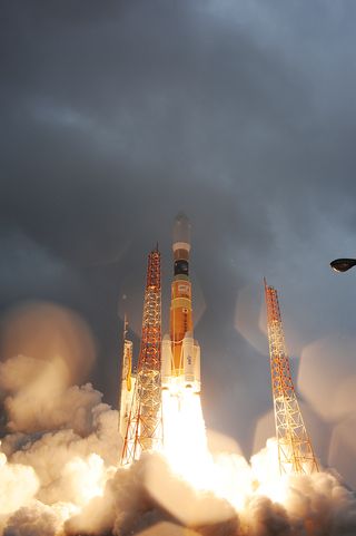 Japan's robotic HTV-3 cargo spaceship launches July 20, 2012 from Tanegashima Space Center in southern Japan.