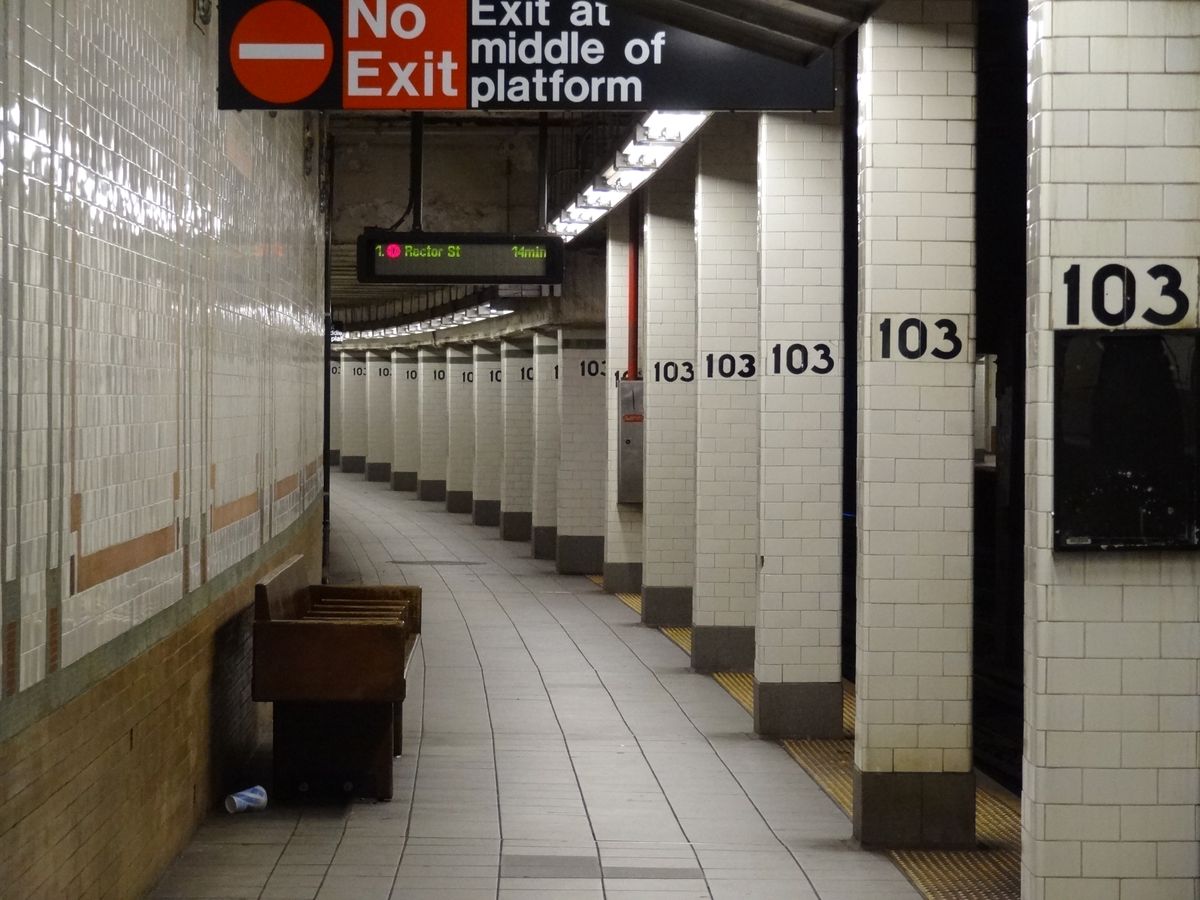 An empty subway in NYC.