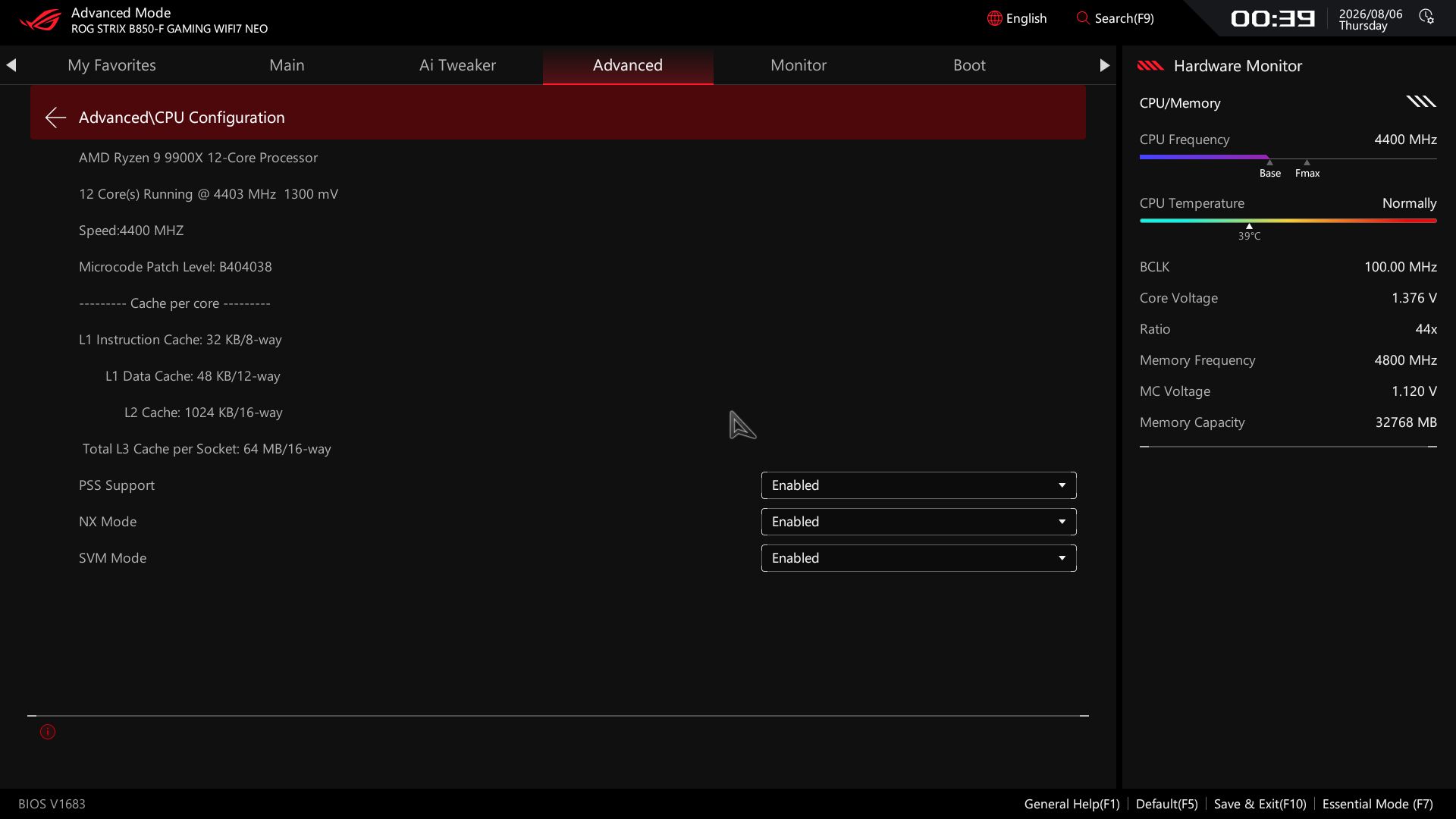 Asus ROG Strix B850-F Gaming Wifi Neo - BIOS
