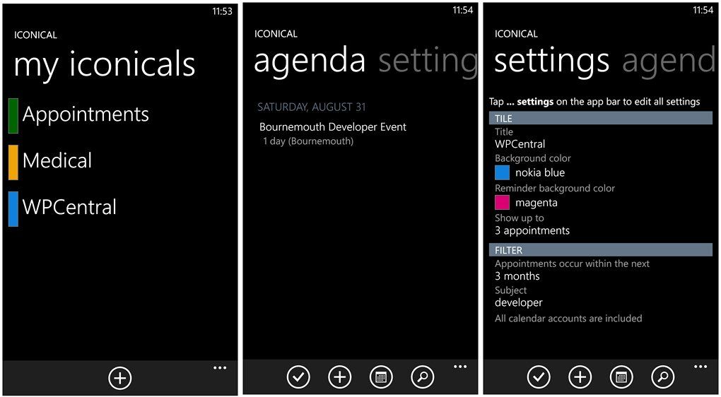 Iconical, a Windows Phone calendar option that makes the most of Live