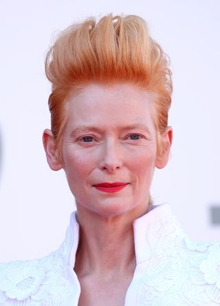 Tilda Swinton walks the red carpet ahead of the movie "The Human Voice" at the 77th Venice Film Festival at on September 03, 2020 in Venice, Italy