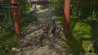 Yasuke fights enemy shinobi among bamboo in Assassin's Creed Shadows