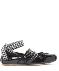 Ribbon-strap buckled patent-leather ballet flats, £580 | Miu Miu