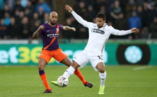 Fabian Delph was taken off after 57 minutes as Manchester City won at Swansea