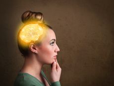 A woman's brain appears to glow from within