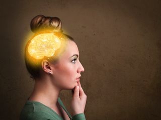 A woman's brain appears to glow from within