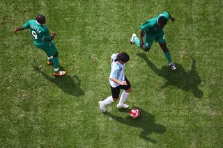 Ever Banega in action for Argentina against Nigeria in the final of the men's football tournament at the 2008 Olympics in Beijing.