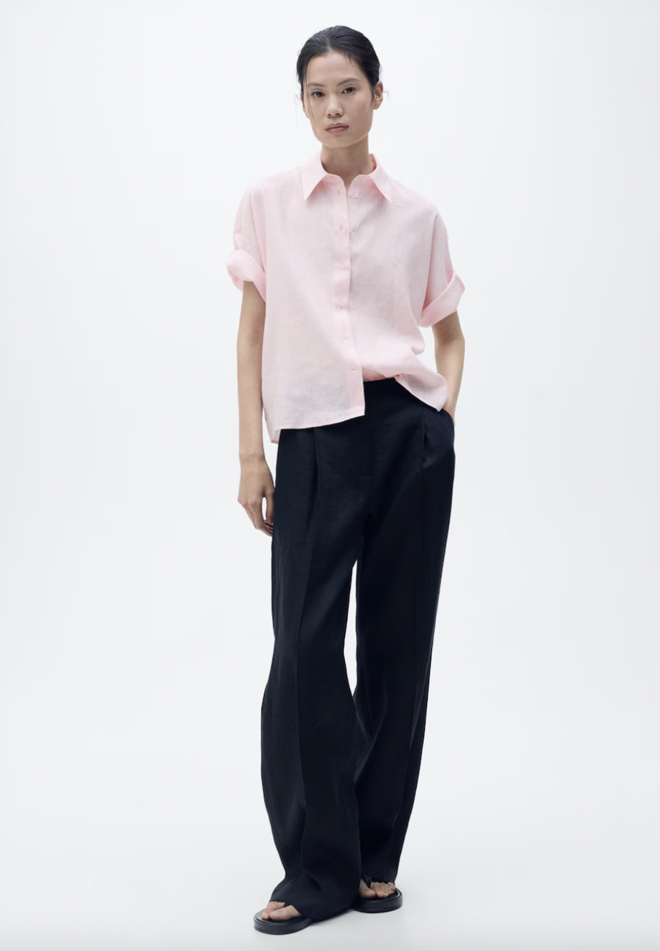 MANGO, Short Sleeve Linen-Blend Shirt - Women | Mango United Kingdom
