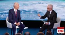 Former Vice President Joe Biden and CNN's Anderson Cooper.