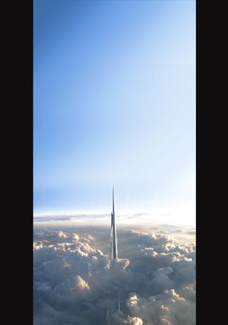 A 3D render of the Jeddah Tower, one of the world's most famous buildings