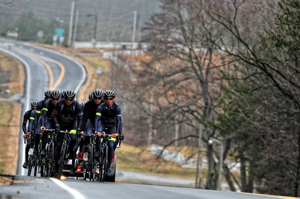 The team on a five-hour ride.