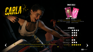 The profile of Carla, one of the playable characters in Dead Island 2.