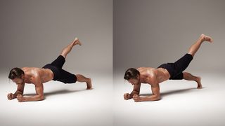 Gilles Souteyrand demonstrates the plank with leg raise