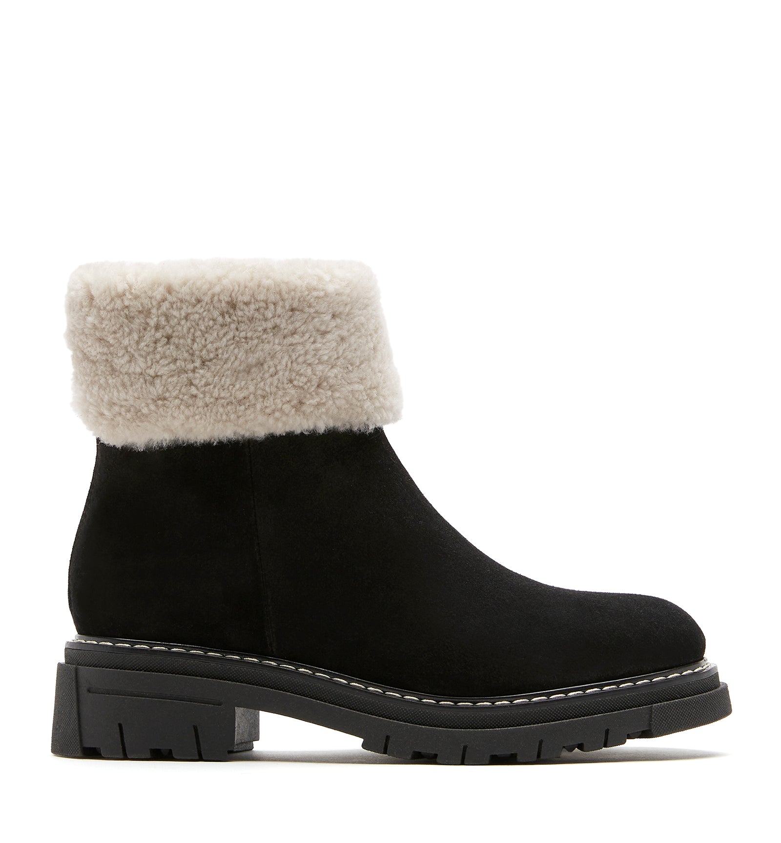 Dwayne Shearling-Lined Suede Bootie - Black / 5