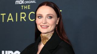 Sophie Turner is seen with dark red hair whilst attending HBO Max's "The Staircase" New York Premiere at Museum of Modern Art on May 03, 2022 in New York City.