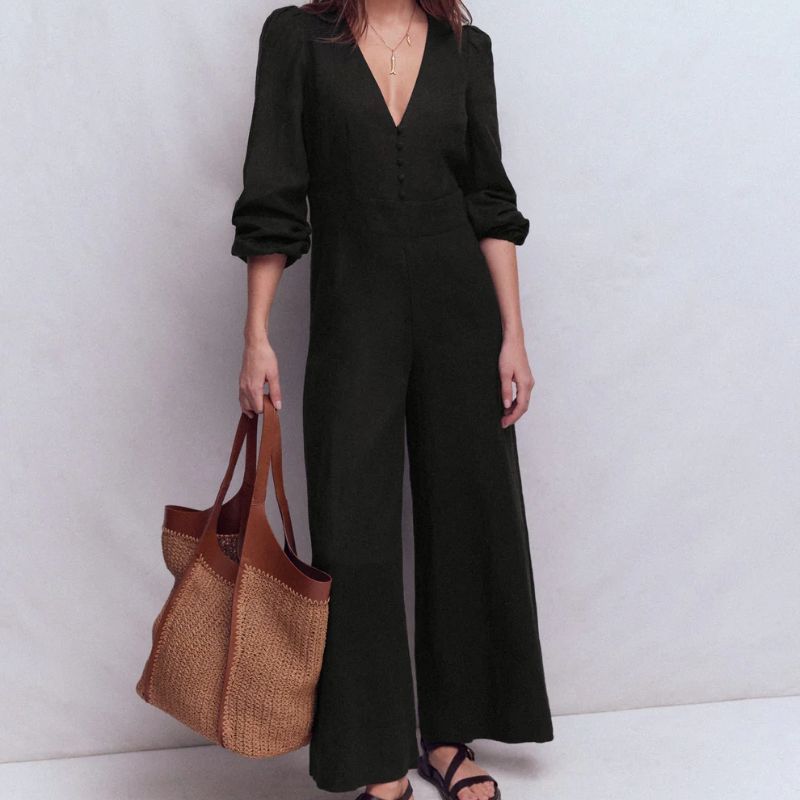 Boden, black linen jumpsuit