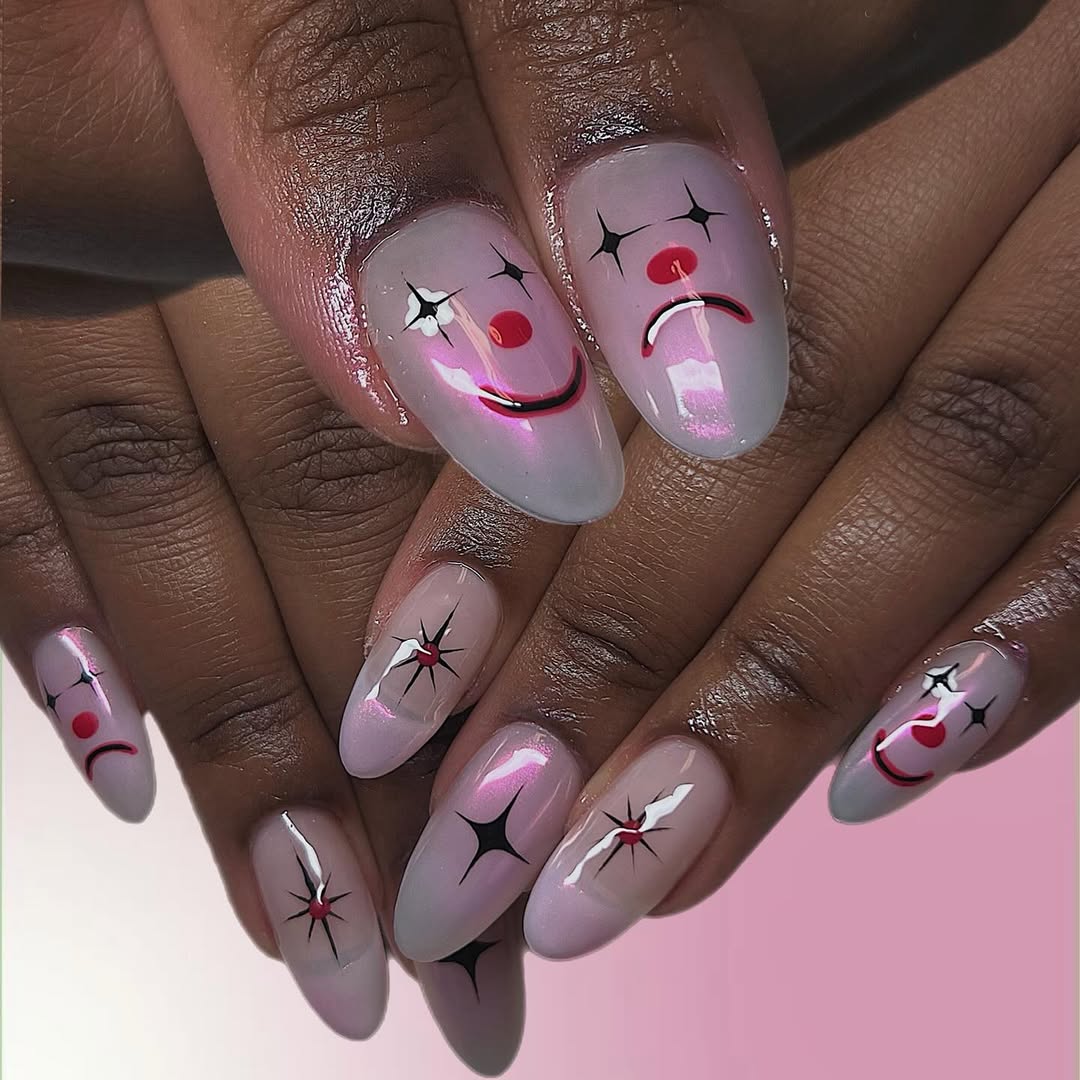 clown halloween nails