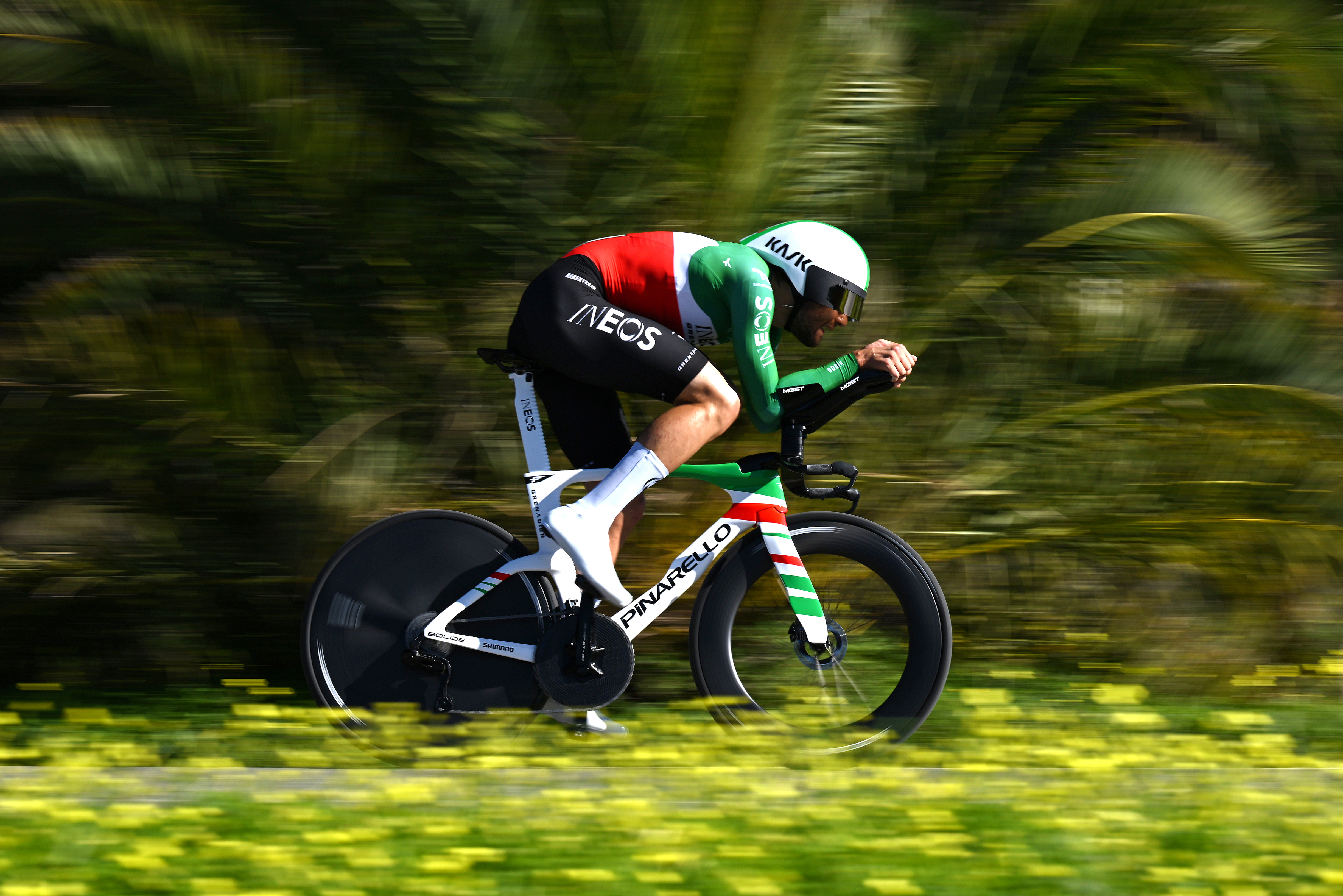 VILLAMOURA, PORTUGAL - FEBRUARY 20: Filippo Ganna of Italy and Team INEOS Grenadiers competes during the 52nd Volta ao Algarve em Bicicleta 2026, Stage 3 a 19.5km individual time trial stage from Vilamoura to Vilamoura on February 20, 2026 in Vilamoura, Portugal. (Photo by Dario Belingheri/Getty Images)