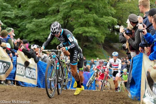 Ben Berden (Raleigh Clement) leading early in the race