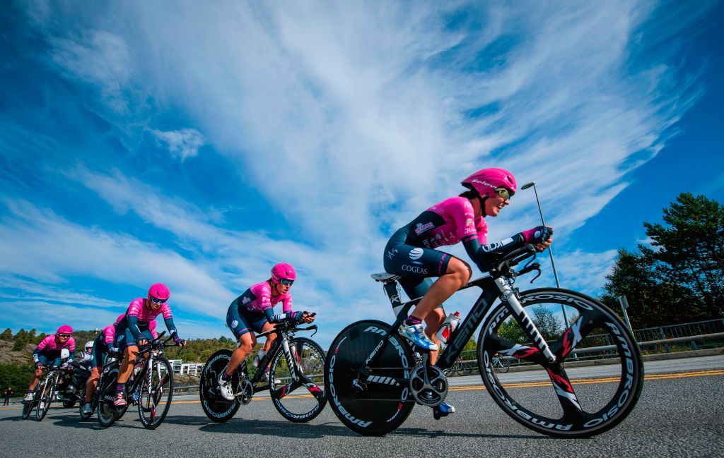BePink Cogeas out on the road for the women's team time trial in Bergen