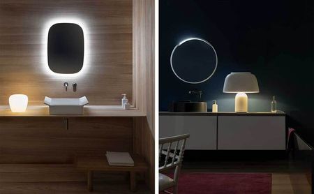 Box washbasin and Tub-Lamp by Nendo for Flaminia