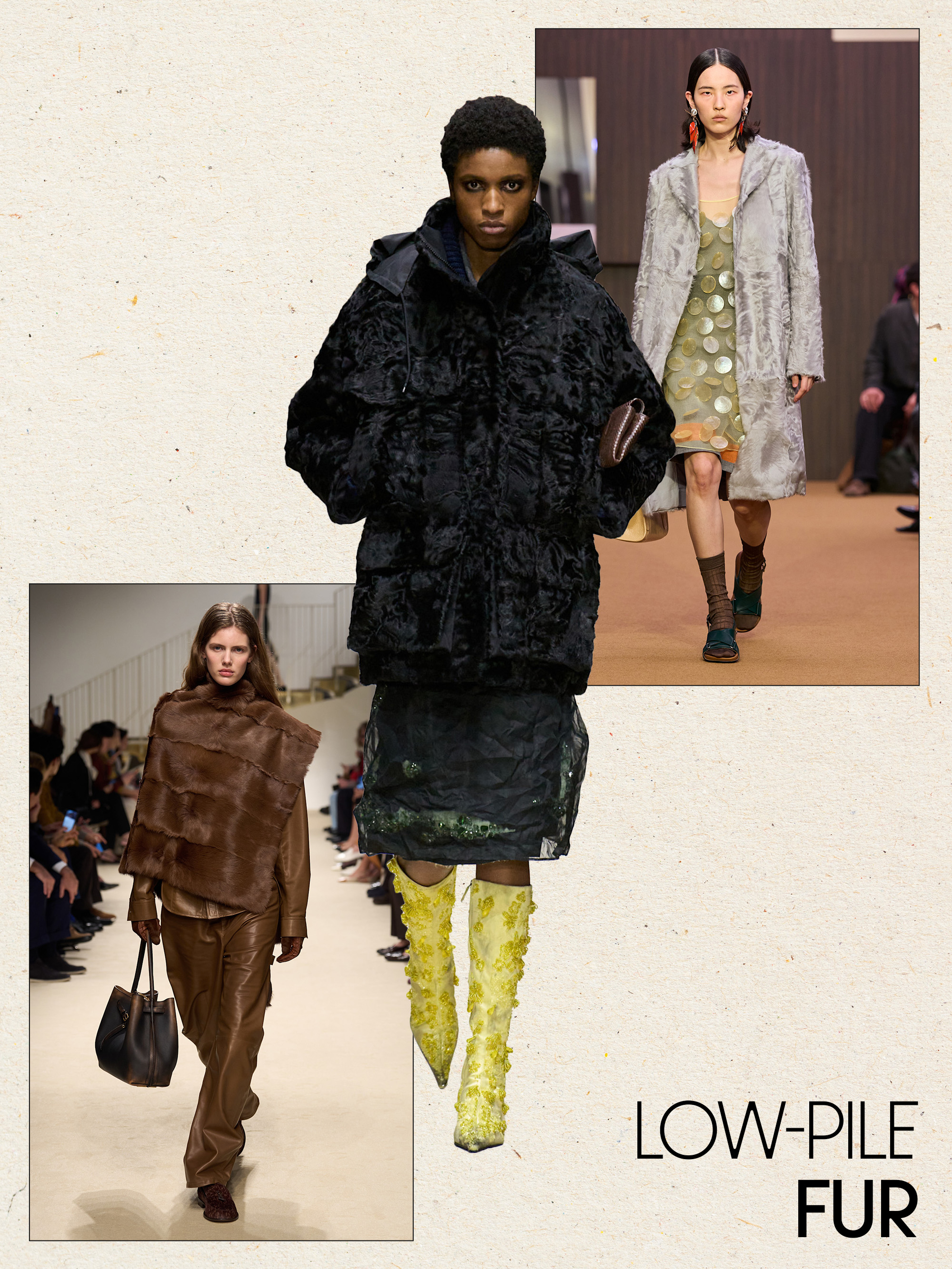 a collage of runway images featuring the biggest trends from Milan fashion week fall/winter 2026