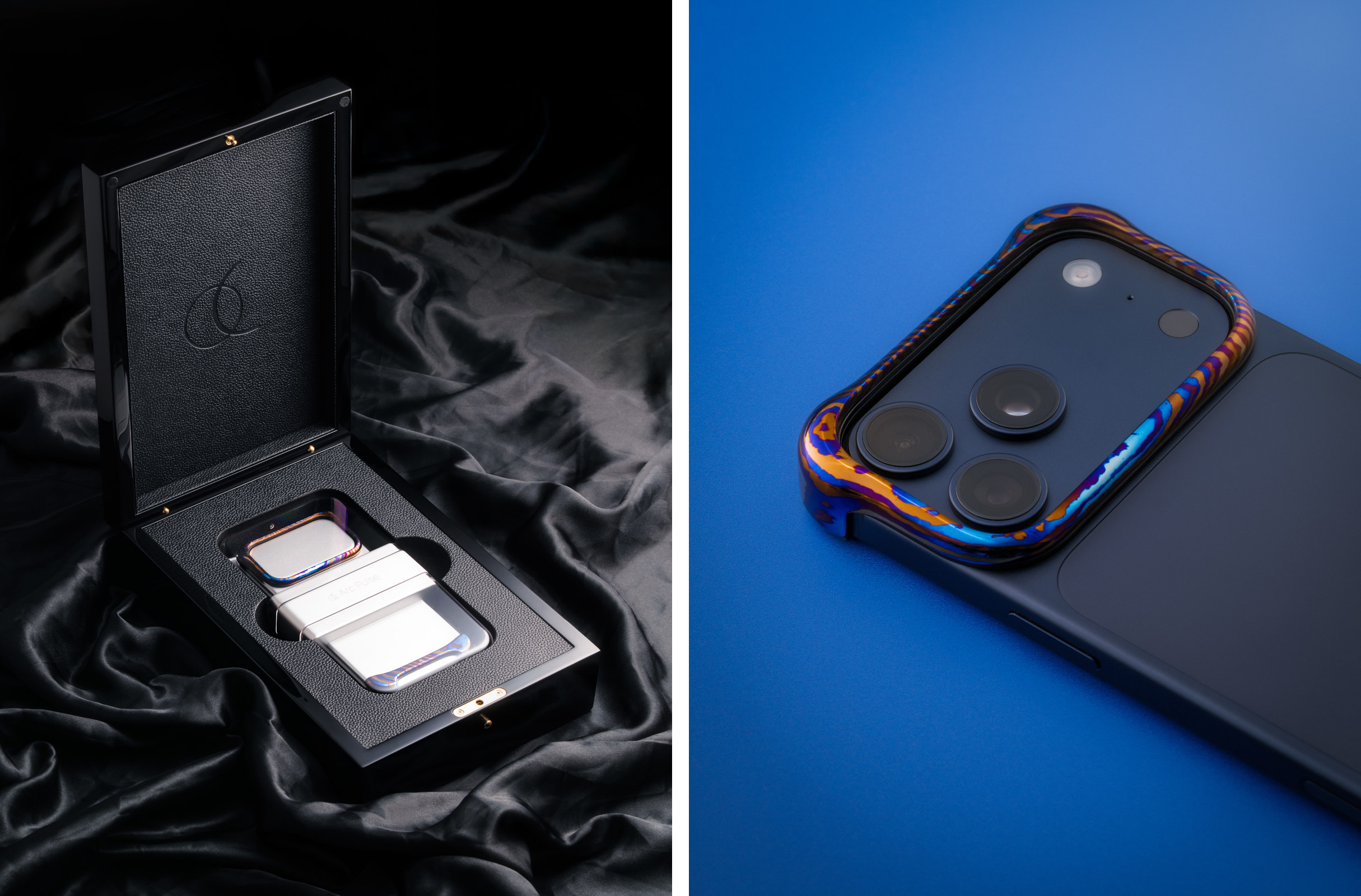 Arc Pulse Titanium Opal Damascus phone case