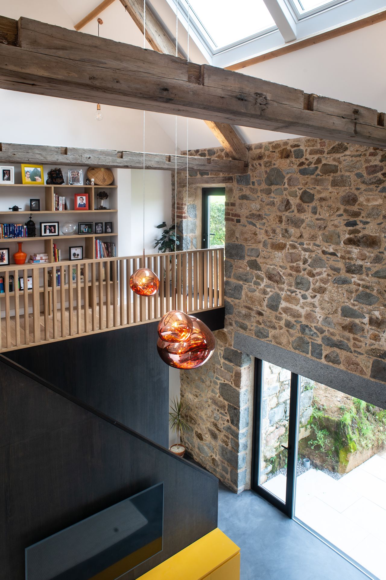pendant lighting in galleried landing