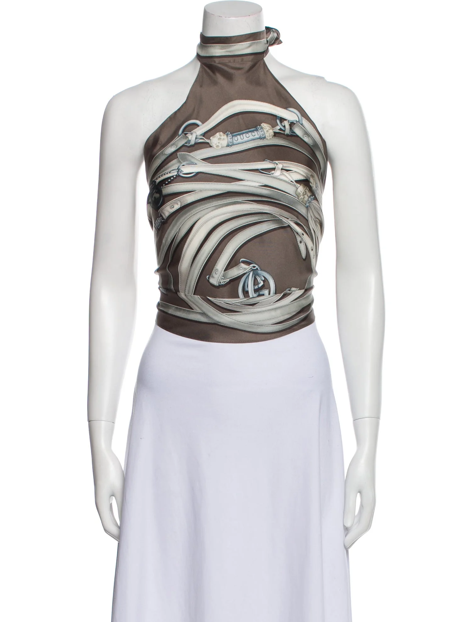 Gucci, Silk Printed Crop Top