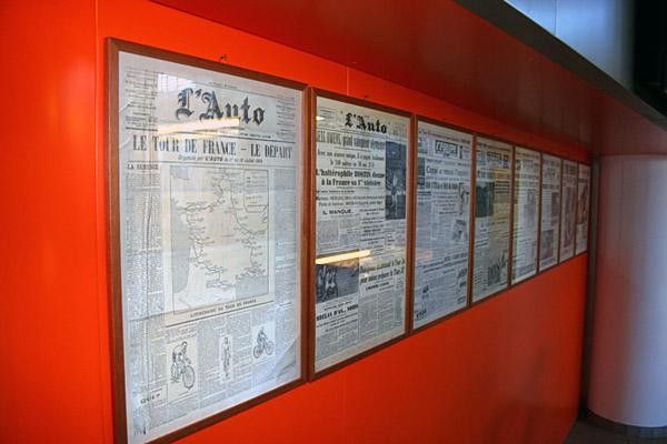 There is a huge collection of newspapers, including L'Auto announcing the first Tour