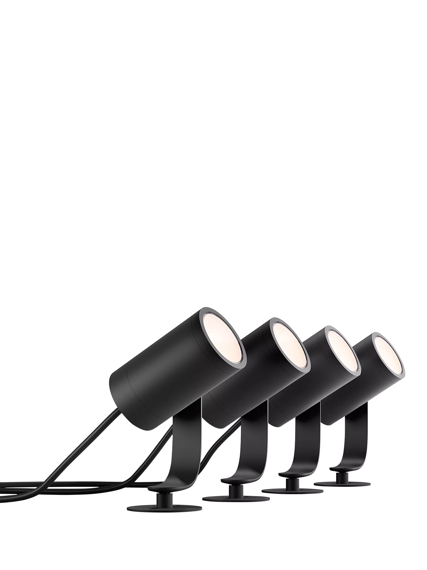 Philips Hue Lily Outdoor Spotlight Base Unit, Extension & X4 Lily Spotlights, Black