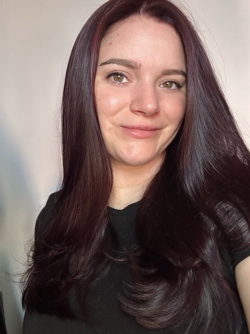 brooke knappenberger marie claire associate commerce editor with cherry cola hair transformation