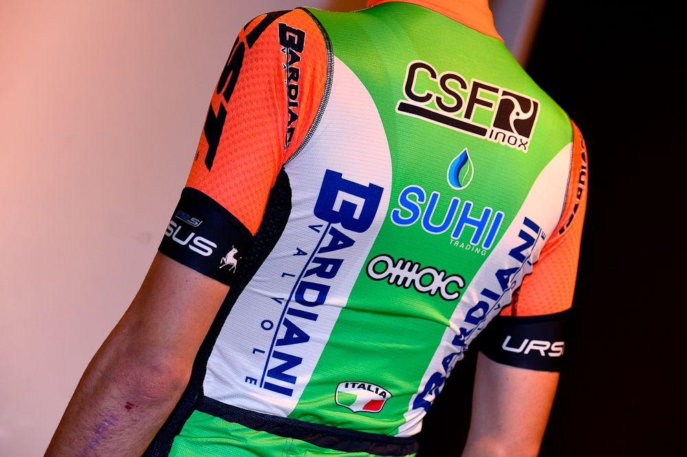 More green is featured on the back panels of the 2019 Bardiani-CSF jersey